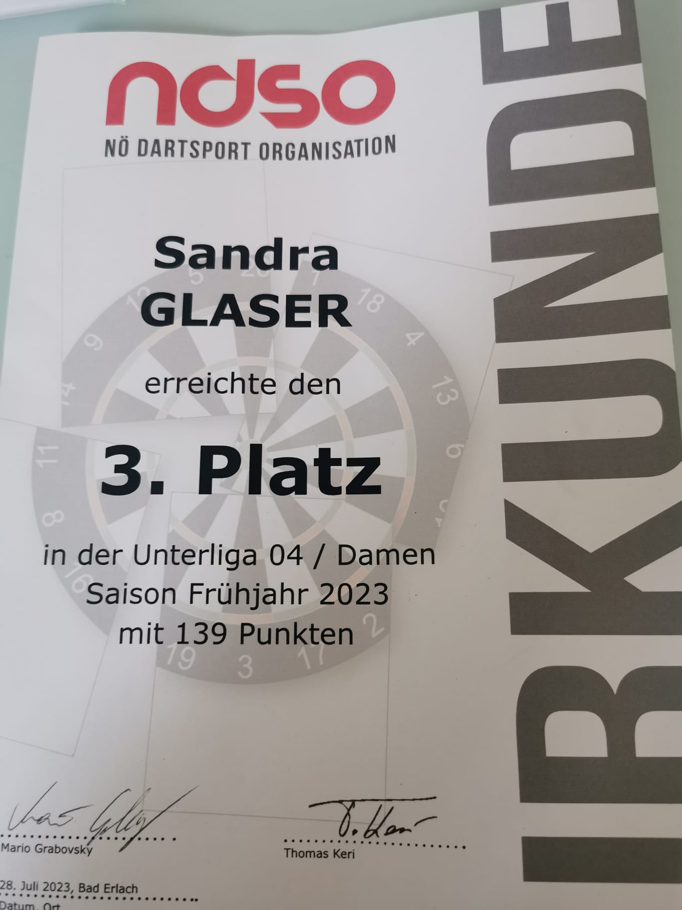 NDSO UL4 Sandra Glaser 3.Platz Damen